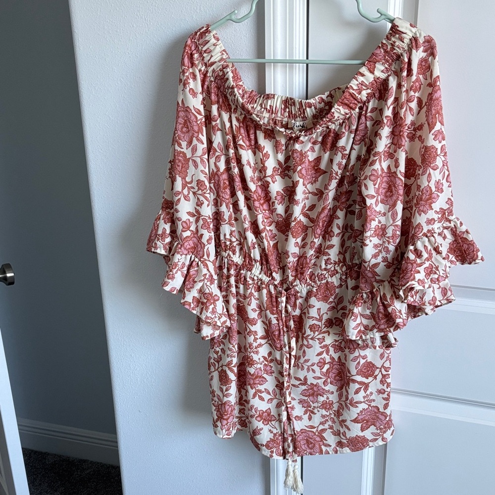 Floral Off-Shoulder Blush Romper